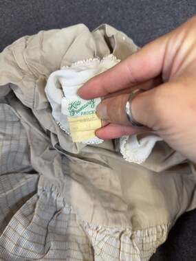 Vintage Kate Greenaway Girls Frock Dress Size 14 Tan Plaid